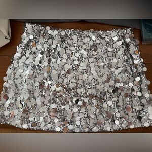 Abercrombie & Fitch Sequin Silver Mini Skirt